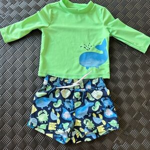 Carter's Lime Green Whale Rashguard Set